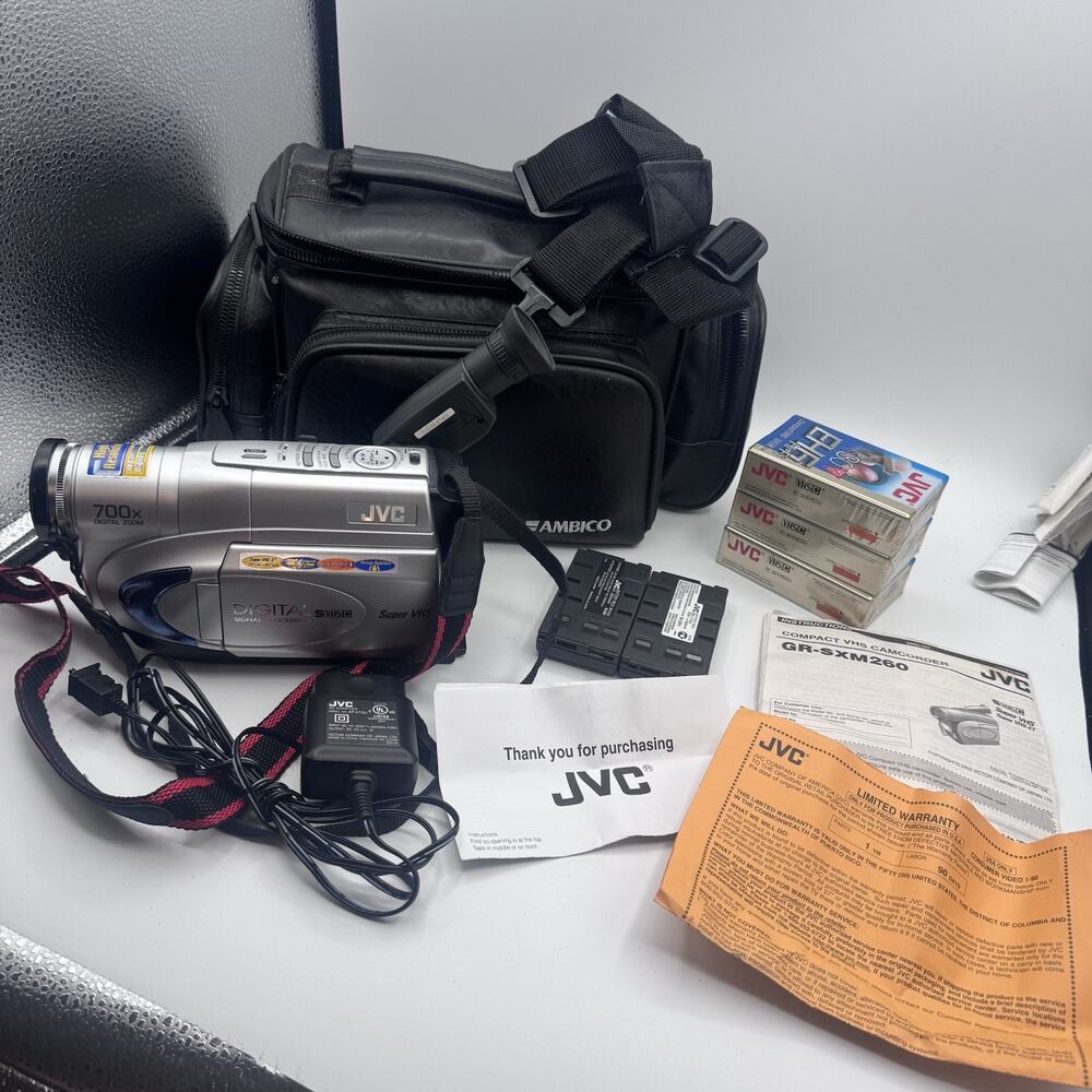 JVC GR-SXM260U Super VHS-C Camcorder 700x Zoom w/ Accessories Parts Repair